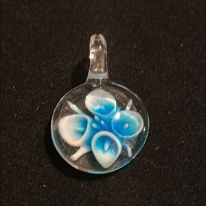 Blue Floral Glass Pendant